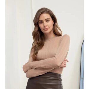 Sheer Stripe Long Sleeve Knit Sweater